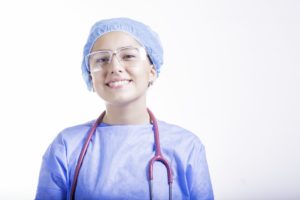 Medical student in surgical scrubs